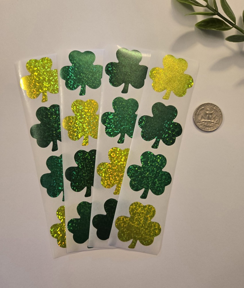 16 Sparkle Shamrock Stickers/St Patrick’s Day Stickers/St Patrick’s Day Favors