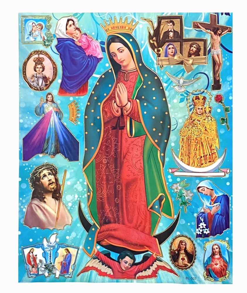 17 Pcs Catholic Religious Stickers Sacred Heart Jesus Virgin Mary St Joseph New