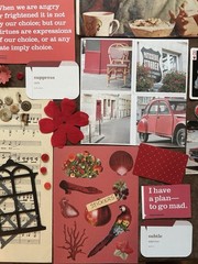 Junk journal 100+ Pieces Red Black Beige Ephemera bundle kit collage craft