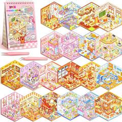 20 Sets DIY 3D Sticker Scene Collection Book for Adults Make Your Own Cozy Room