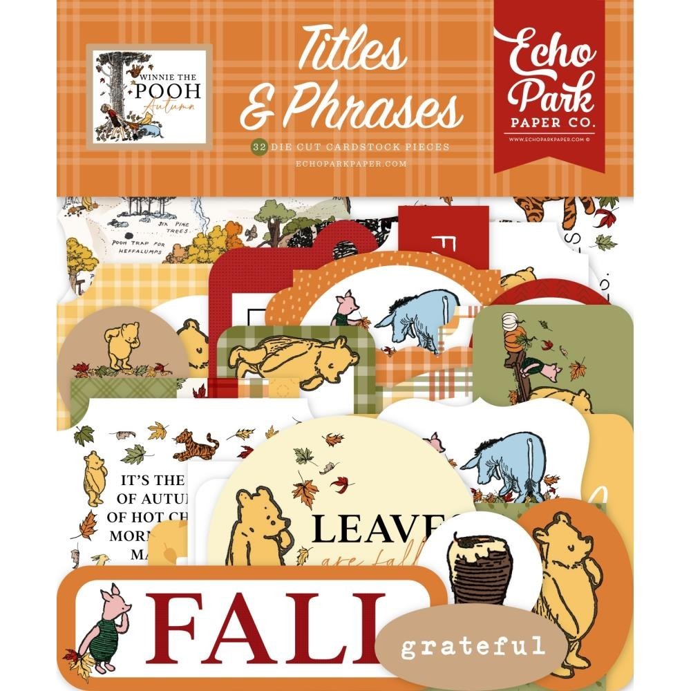 Echo Park Ephemera Winnie The Pooh Autumn Titles & Phrases