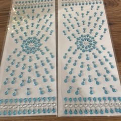 Crafters Square JEWEL STARBURST GEM STICKERS Blue/Clear 2 Sheet 3.75″X10.25″ NIP