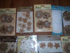 NW 16pks FLORAL CANVAS BURLAP FLORAL STICKERS SHADOW BOX SCRAP BOOK CRAFT OTHER