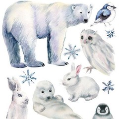 Snow Animal Stickers – Violette Stickers – 1 Winter Sticker Sheet for Crafts