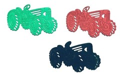 7- RED, GREEN, & BLACK TRACTORS ON FARM «COUNTRY LIFE» SILHOUETTE DIE CUT/CUTS