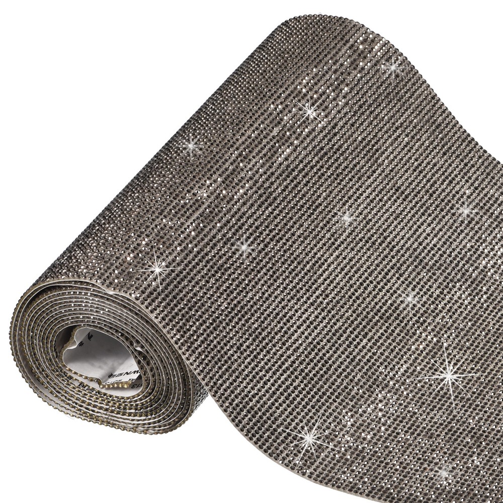 Bling Rhinestone Sheet Self-Adhesive Sticker 7.87 Inch x 4.92 FT Black