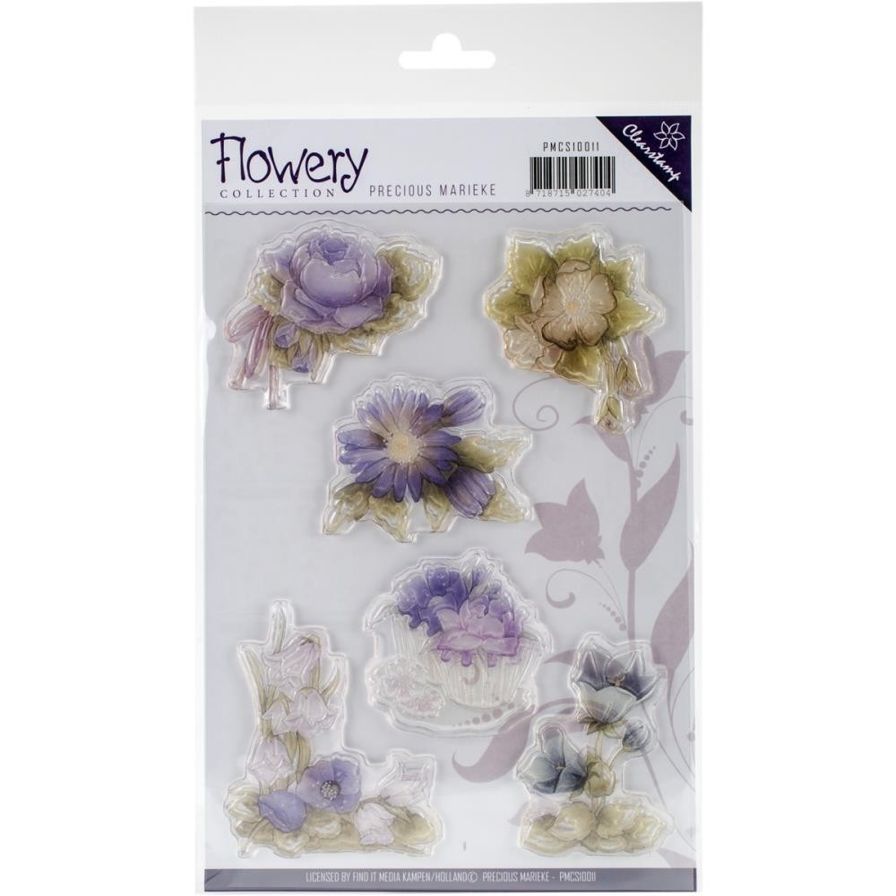 New Find It Trading Clear Rubber Stamp set FLOWERY FLOWERS SPRING free USA ship