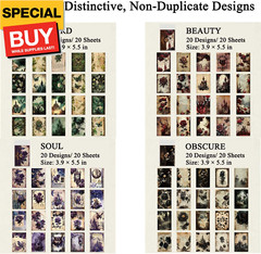 80 Sheets Gothic Scrapbook Paper for Scrapbook Kit, Vintage Ephemera for Junk Jo