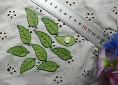 Solid Metal LEAVES 17 x 40mm – 2 Toned GREEN – 10 Pack – C-25939Lg Cherry T2DH