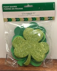Celebrate It St. Patricks Day Foam SHAPES 12 Pc Glitter & Solid Shamrocks