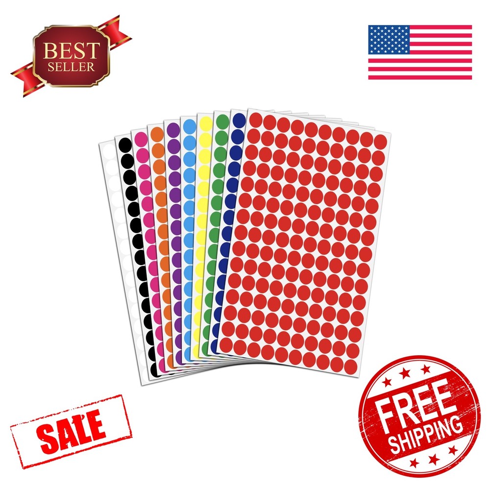 Lrogoe 1/2″ Dot Stickers 10 Colors