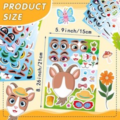 48 Animal Face Sticker Sheets for Kids – Fun Craft Party Favors & Gifts