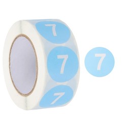 Number 7 Stickers 1″ Round Coded Self-Adhesive Labels Sky Blue 500Pcs/Roll