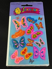 Rare Vintage Stickers NIP Sandy Lion Mother Of Pearl Opal Iridescent Butterfly