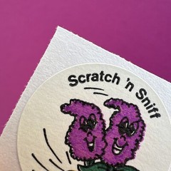 3M Murple Character Single Lilac Flower vintage 80s scratch & sniff sticker