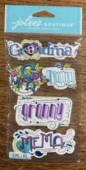 RARE Jolees GRANDMA WORDS Nana Granny Mema G-Ma Titles Gammy Scrapbook Stickers