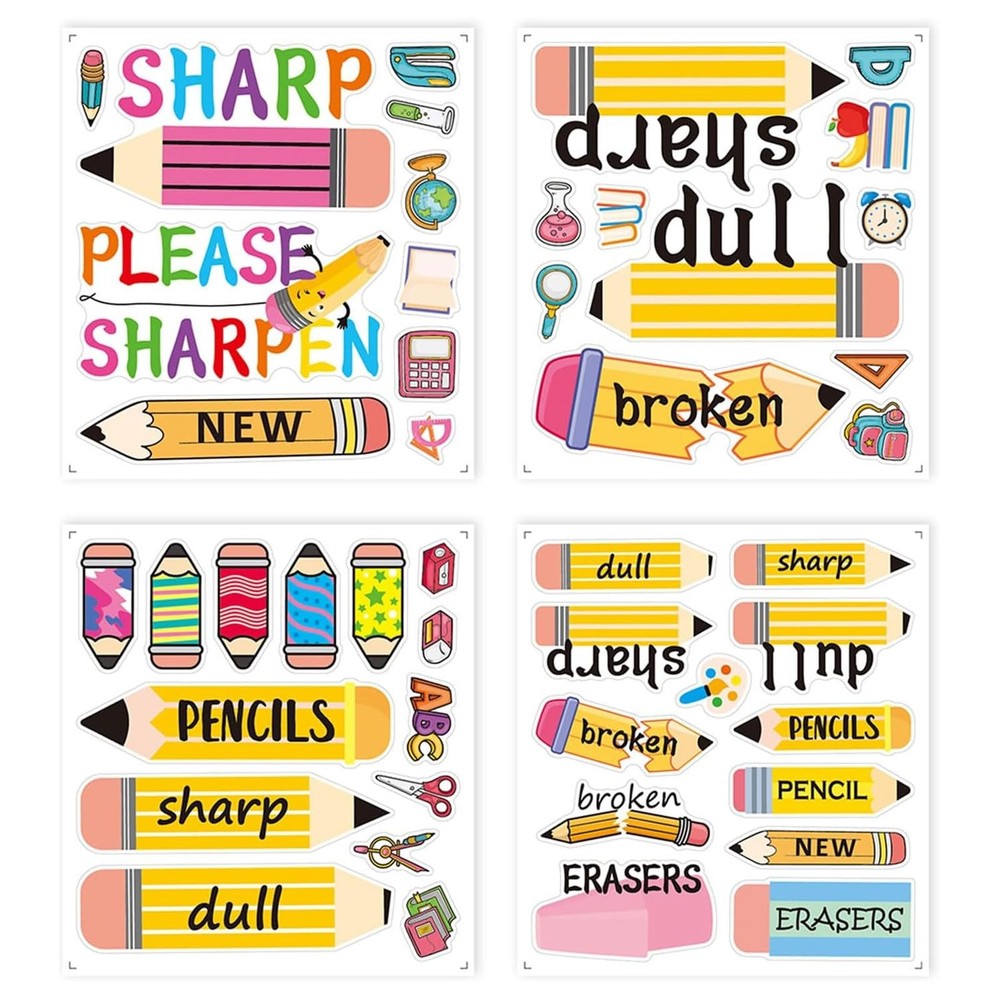 47Pcs Yellow Pencil Stickers,Back to School Label Sticker,Cute Pencil Station…