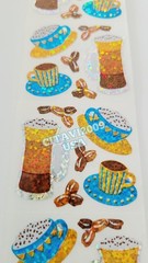 HAMBLY STUDIOS PRISMATIC STICKERS FOOD DRINKS COFFEE CAPPUCCINO LATTE VINTAGE.