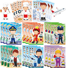 48PCS Mermaid Stickers for Kids, Make-A-Face Stickers for Crafts & Activities