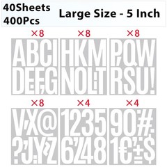 400 Pcs 5″ Large Letter & Number Stickers for Mailbox, Signs, Windows, Cars