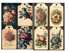 8 Vintage Style Tags Junk Journal Scrapbook USA Seller