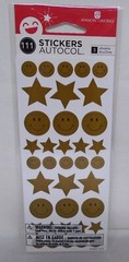 American Greetings Reward Stickers Gold Stars Smiley Faces 3 Sheets 111 Pieces