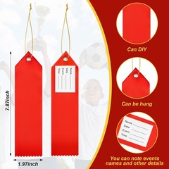 Blank Award Ribbons DIY Medal Prize Card Rope Sports Competitions Red 36 PCS