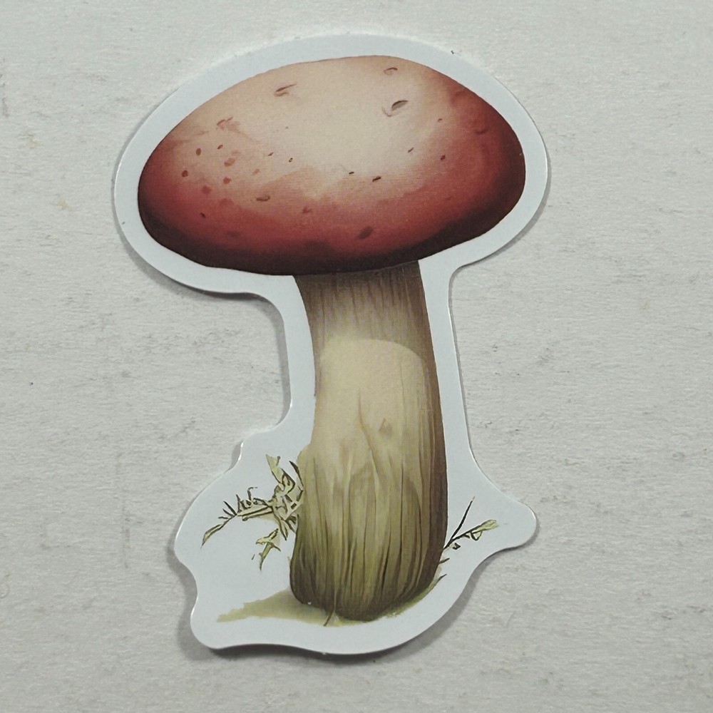 Die Cut Sticker Red-Brown Mushroom Mycology Nature Earth Tones