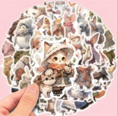 10pcs Winter Animals In Coats Stickers. Scrapbooking, Journaling- Christmas Gift