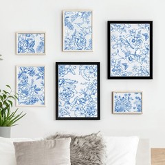 Blue Flower Rub on Transfers for Crafts – 6 Sheets 12 x 8 inches,
