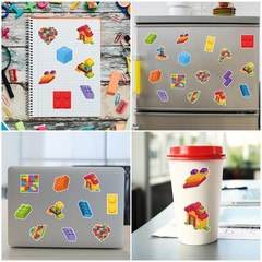 1000Pcs Block Stickers for Kids, 2 Roll Colorful Bricks Paper Self Adhesive H…