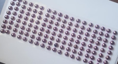 CraftbuddyUS 144 pcs x 10mm (18 Stripes) Self Adh Pearl Round Gems, Color-PLUM