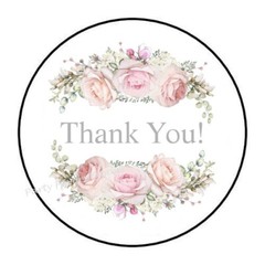 30 THANK YOU PINK ROSES ENVELOPE SEALS LABELS PARTY FAVORS STICKERS 1.5″