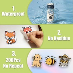 200PCS Animal Stickers for Kids,Cute Sticker for Water Bottle Guitars Laptop,…
