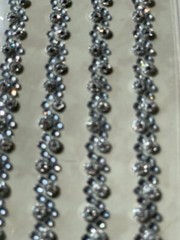 3D ADHESIVE GEMSTONES LONG BORDER CLEAR & SILVER CRYSTAL STRAND 4PC/STRANDS