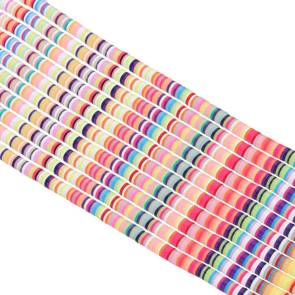 6mm 3500Pcs 10 Strands Polymer Clay Beads Spacer, Yellow/Pink/Orange Tone