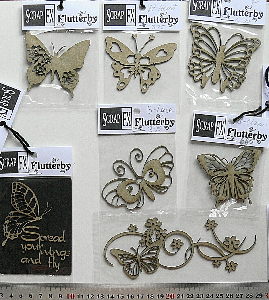 CHIPBOARD Die Cuts BUTTERFLY Flutterfly x 7 Styles Scrap FX- Multi Choice F