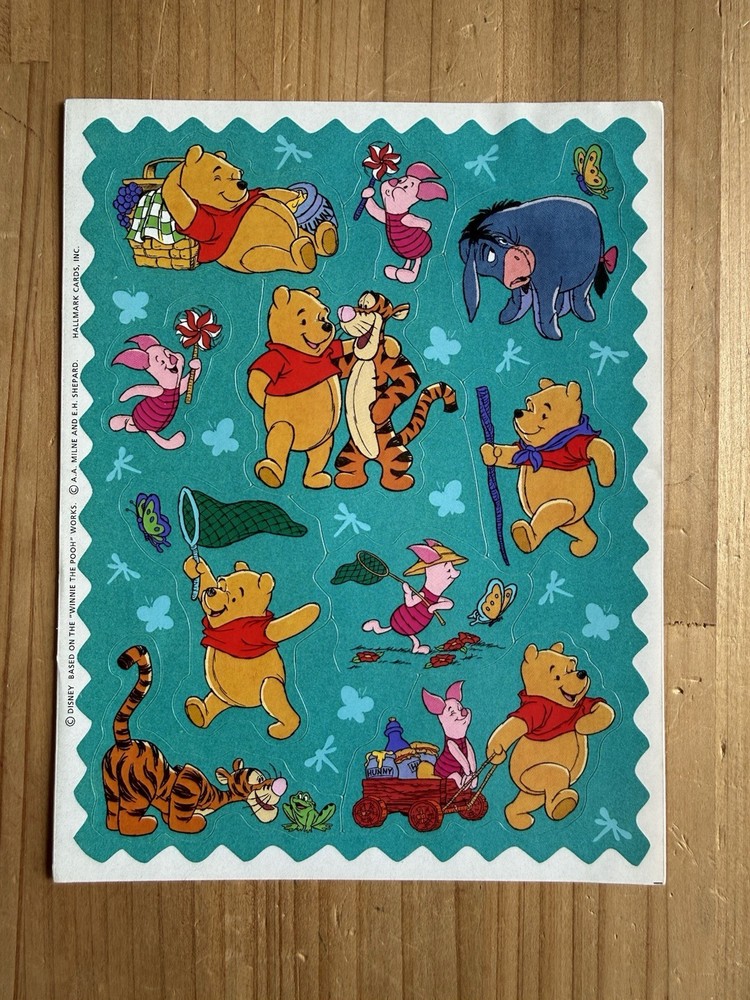Vintage Hallmark Disney Winnie The Pooh Piglet Tigger Eeyore Stickers One Sheet