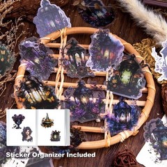 Gothic Scrapbook Stickers 180Pcs Waterproof Floral Witch Designs for Journaling