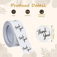 Whaline 1000Pcs Clear Thank You Stickers 1.5 Inch round Transparent PVC Stickers