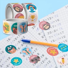 3 Rolls Multicolor Stickers, 1,500PCS Teacher Reward, s, Multicolor