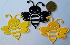 HAPPY BUMBLEBEE Die-Cut Embellishments(3pcs)Bugs•Flying•Wing•Insect•Card Making•