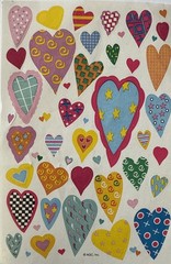 COLORFUL HEART ASSORTMENT Stickers(32pc)AGC•Valentines •Swirls•Star•Card Making•