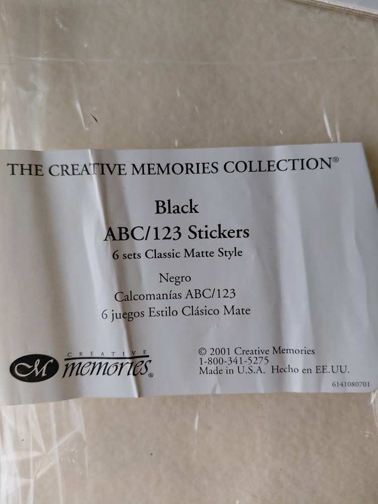 Creative Memories Black Letters & Numbers- 6 Complete Sets- Scrapbooking