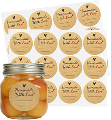 600 Pcs Homemade with Love Stickers, 2″ round Canning Labels for Mason Jars