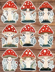 Happy Little Red Mushroom Die Cut Vinyl Stickers Scrapbooking Laptop Waterbottle