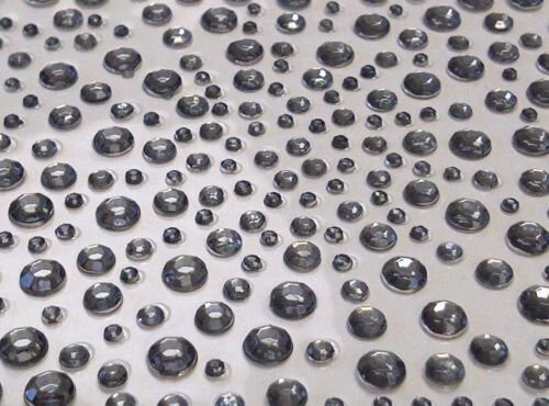 CraftbuddyUS 325pcs 2,3,4,5mm Gray Self Adhesi Rhinestone Gems, DIY Craft