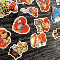 Valentine’s Stickers 50 Pack Retro VIntage Style Cute Heart Junk Journal New