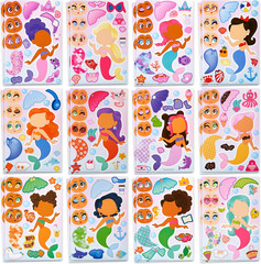 24 Sheets 9″X6″ Make a Face Stickers for Kids, Make Your Own Stickers with Unico