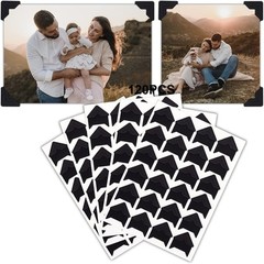 Black Photo Corners Self Adhesive Stickers, 10/120Piece Acid Free Photo/Picture